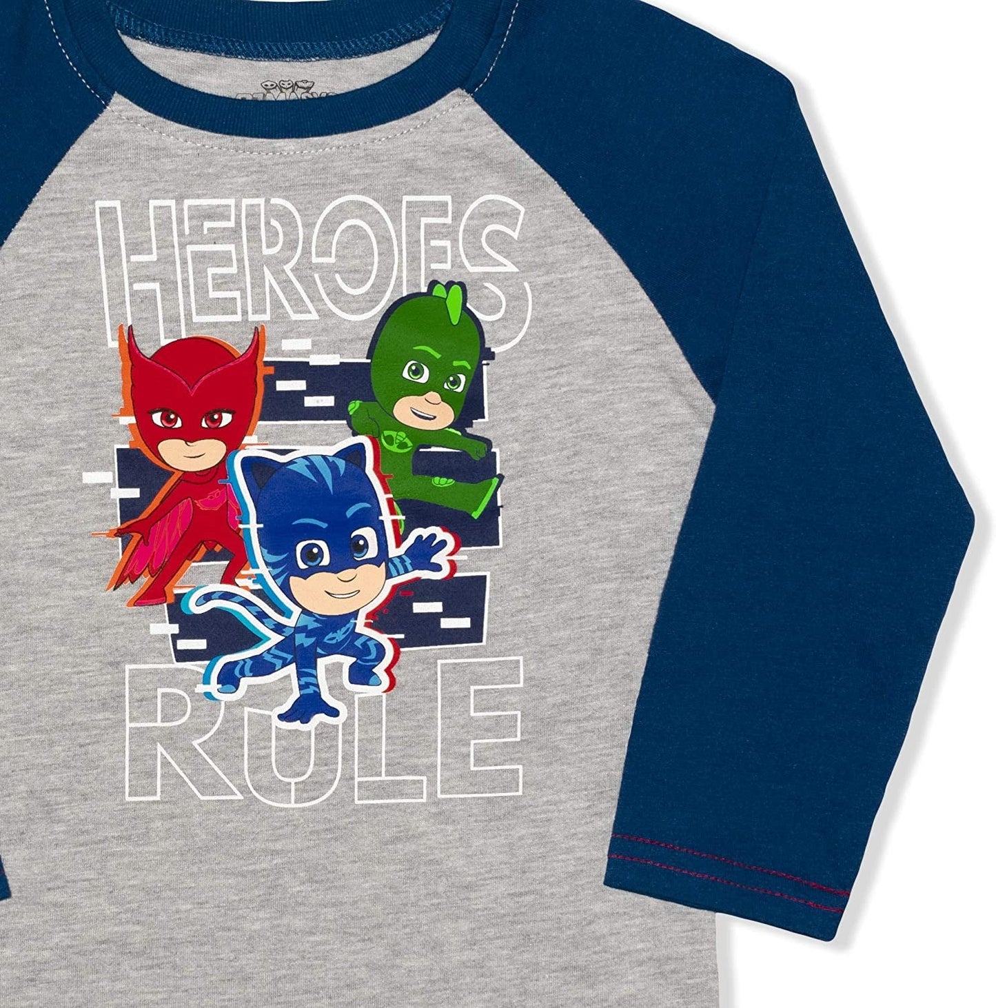 PJ Masks Catboy, Gekko and Owlette Boys’ Long Sleeve Shirt and Jogger Pants Set for Toddler and Little Kids – Navy/Grey