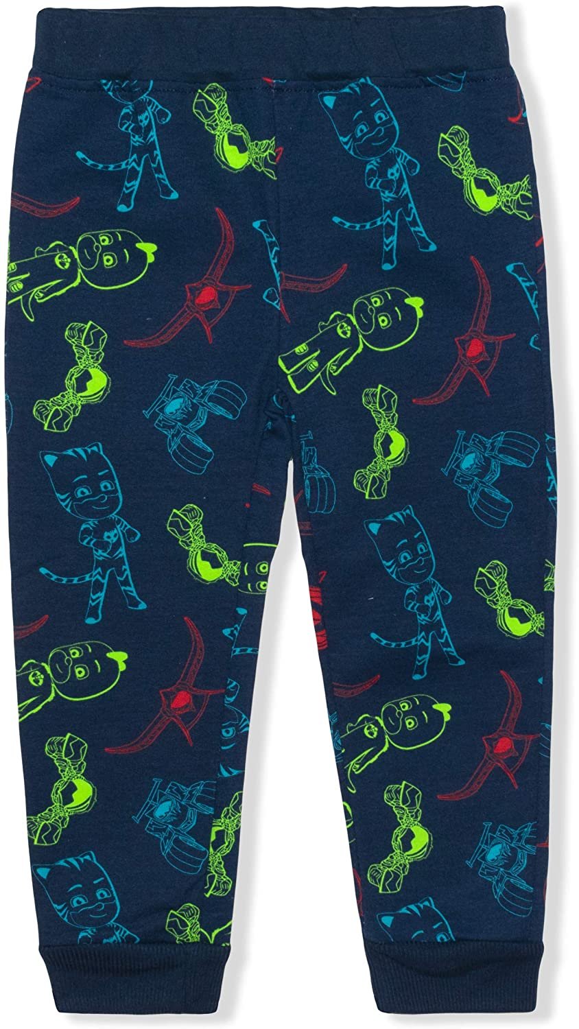 PJ Masks Catboy, Gekko and Owlette Boys’ Long Sleeve Shirt and Jogger Pants Set for Toddler and Little Kids – Navy/Grey