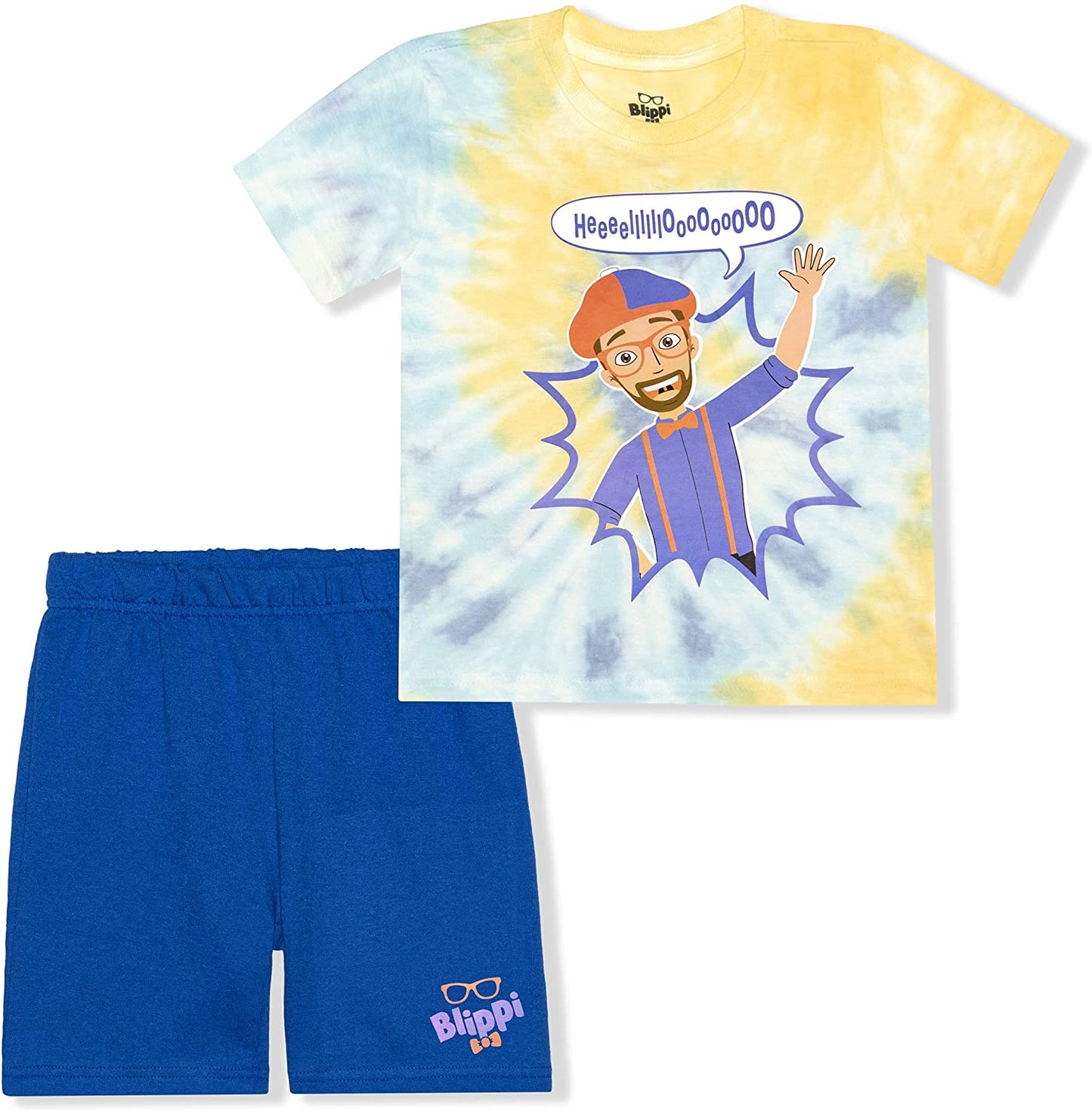 Blippi Boys’ T-Shirt and Shorts Set for Toddler Boys – Yellow/Blue