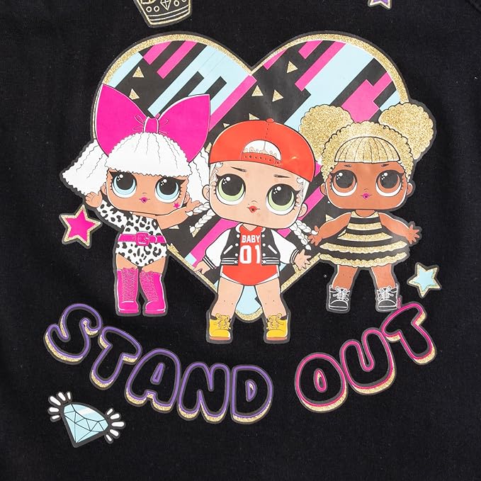 L.O.L. Surprise! Dolls Girls 3 Pack Tank Tops for Little and Big Kids – Pink/Black