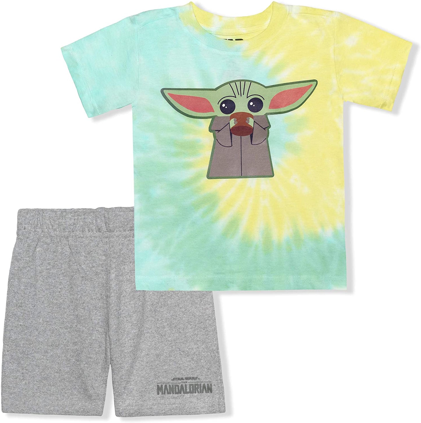 Star Wars Baby Yoda Boys’ T-Shirt and Short Set for Toddler and Little Kids – Multicolor
