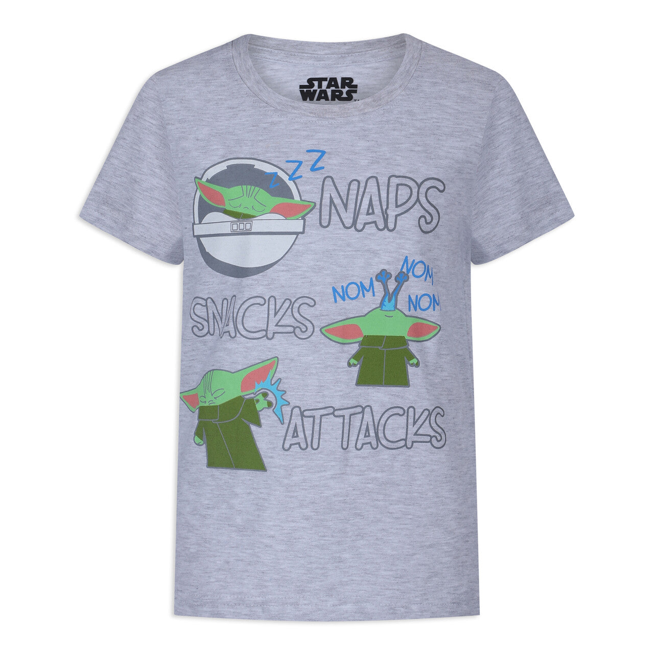 Star Wars Boys’ Baby Yoda Hooded T-Shirt, T-Shirt and Short Set for Toddler and Little Kids – Green/Grey