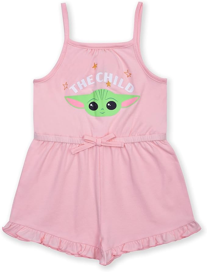 Star Wars The Mandalorian Baby Yoda Girls’ 2 Pack Romper for Toddler – Pink/Blue