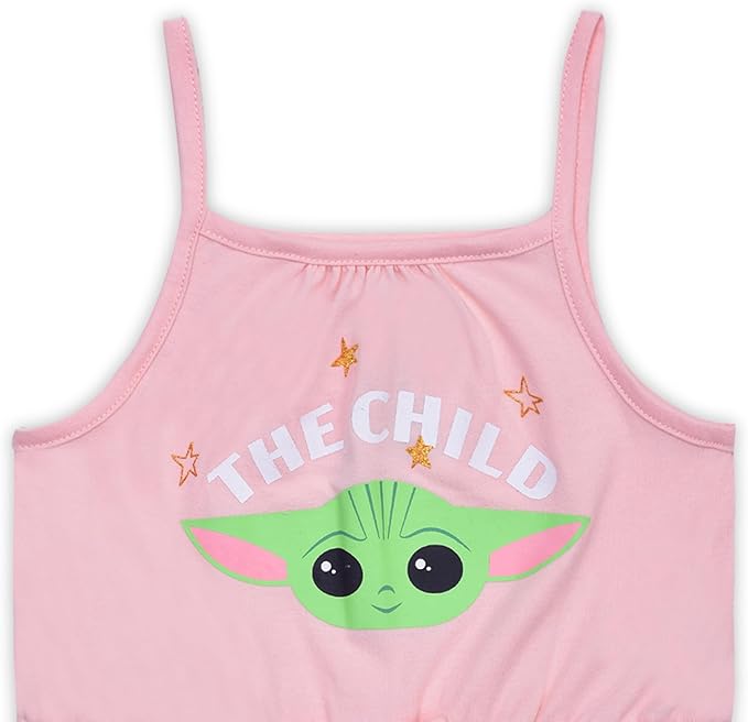 Star Wars The Mandalorian Baby Yoda Girls’ 2 Pack Romper for Toddler – Pink/Blue