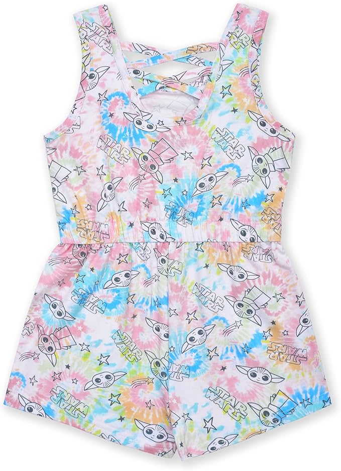 Star Wars The Mandalorian Baby Yoda Girls’ 2 Pack Romper for Toddler – Pink/Blue