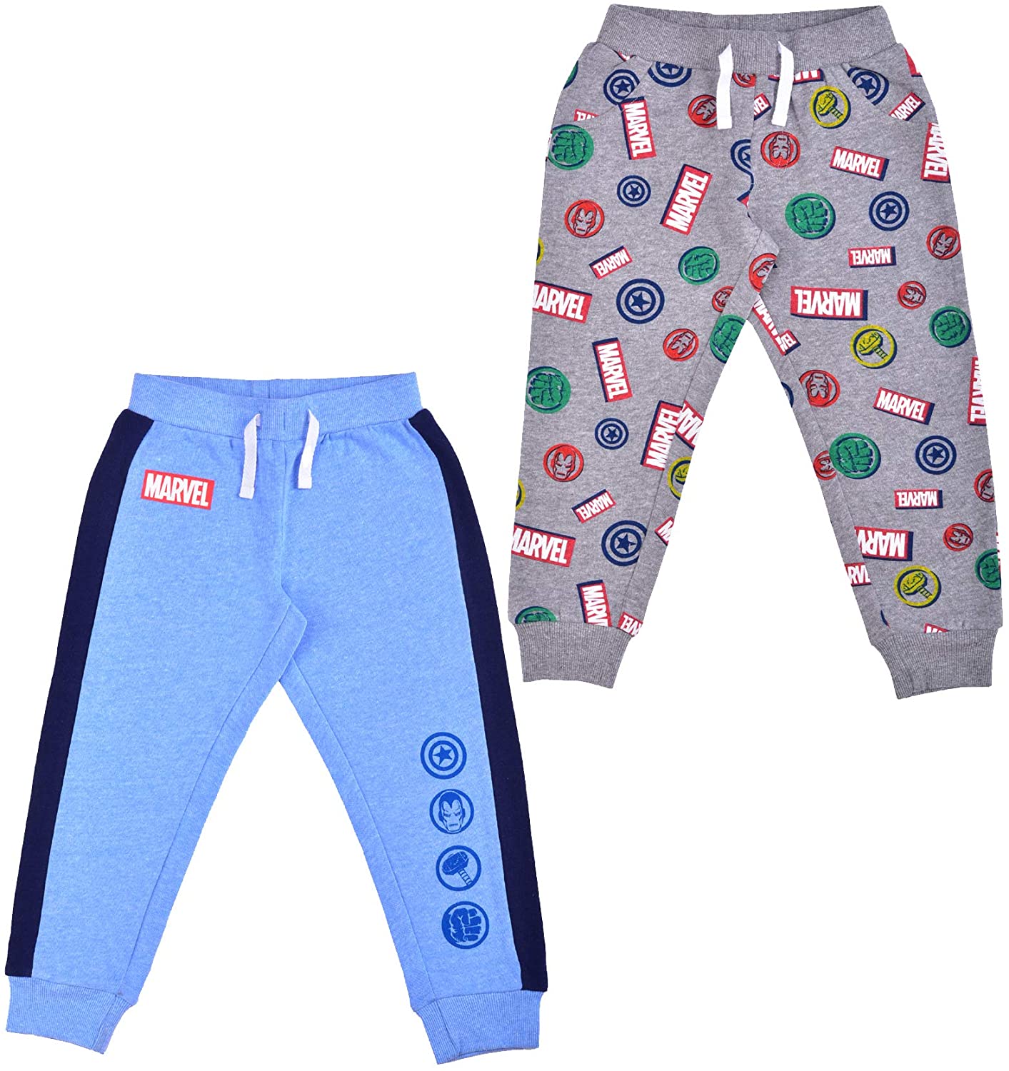 Marvel Avengers Boys Captain America, Hulk, Thor and Iron Man Jogger Sweatpants for Toddlers and Little Kids – Blue/Grey