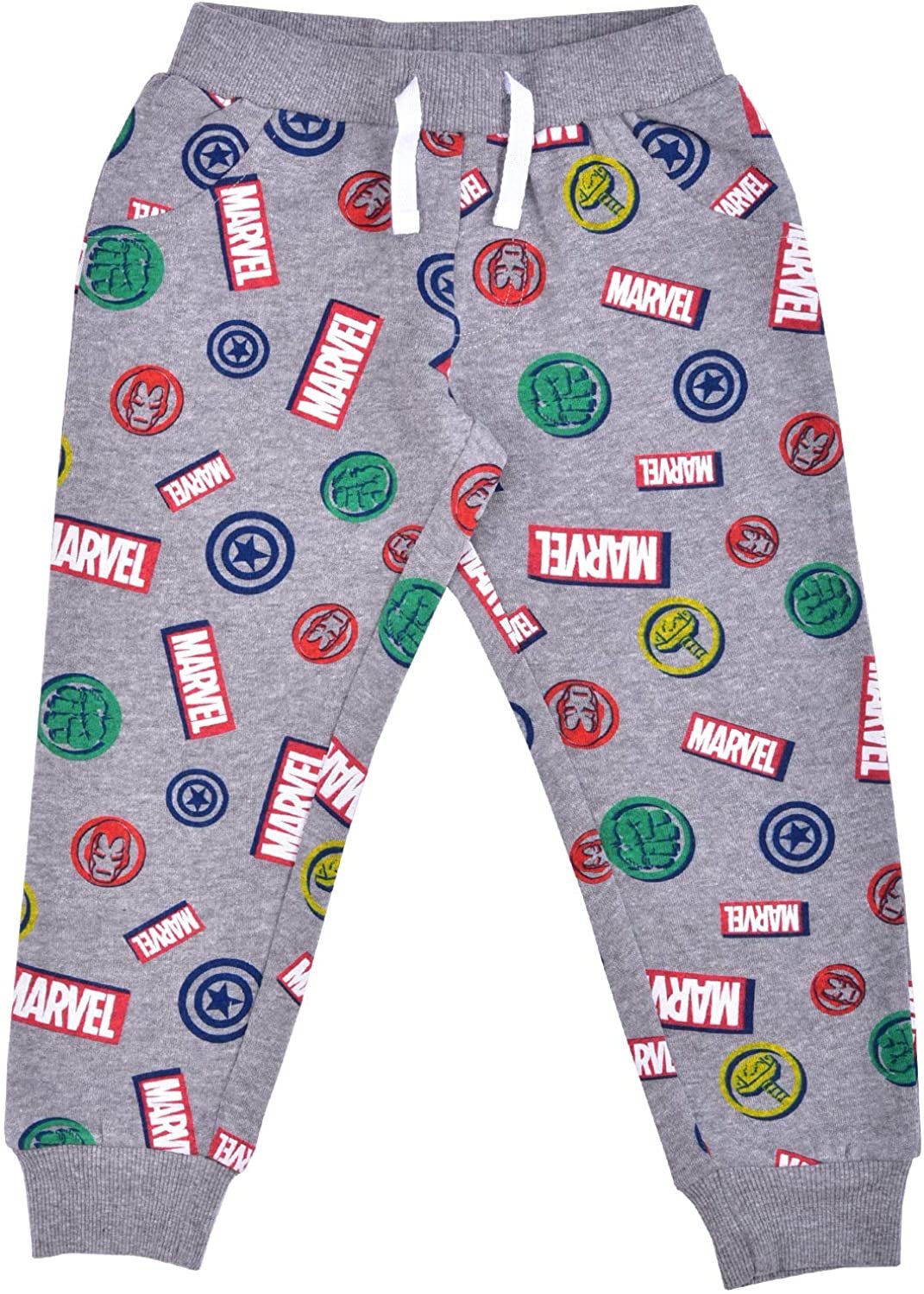 Marvel Avengers Boys Captain America, Hulk, Thor and Iron Man Jogger Sweatpants for Toddlers and Little Kids – Blue/Grey