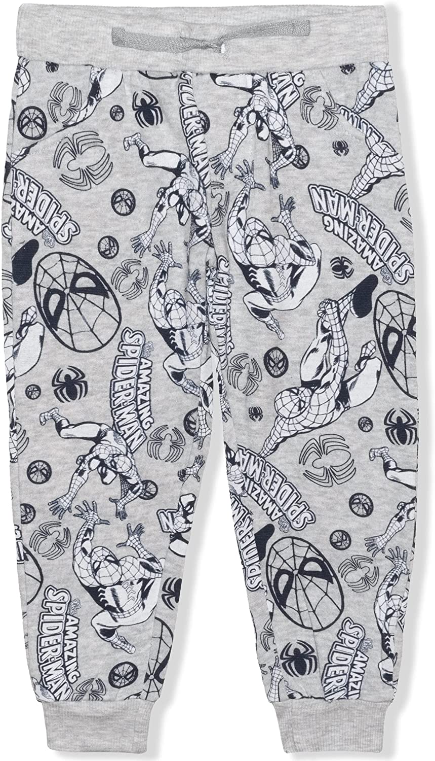 Marvel Spiderman Boys’ 2 Pack Joggers with Drawstring for Toddler and Little Kids – Red/Navy/Grey
