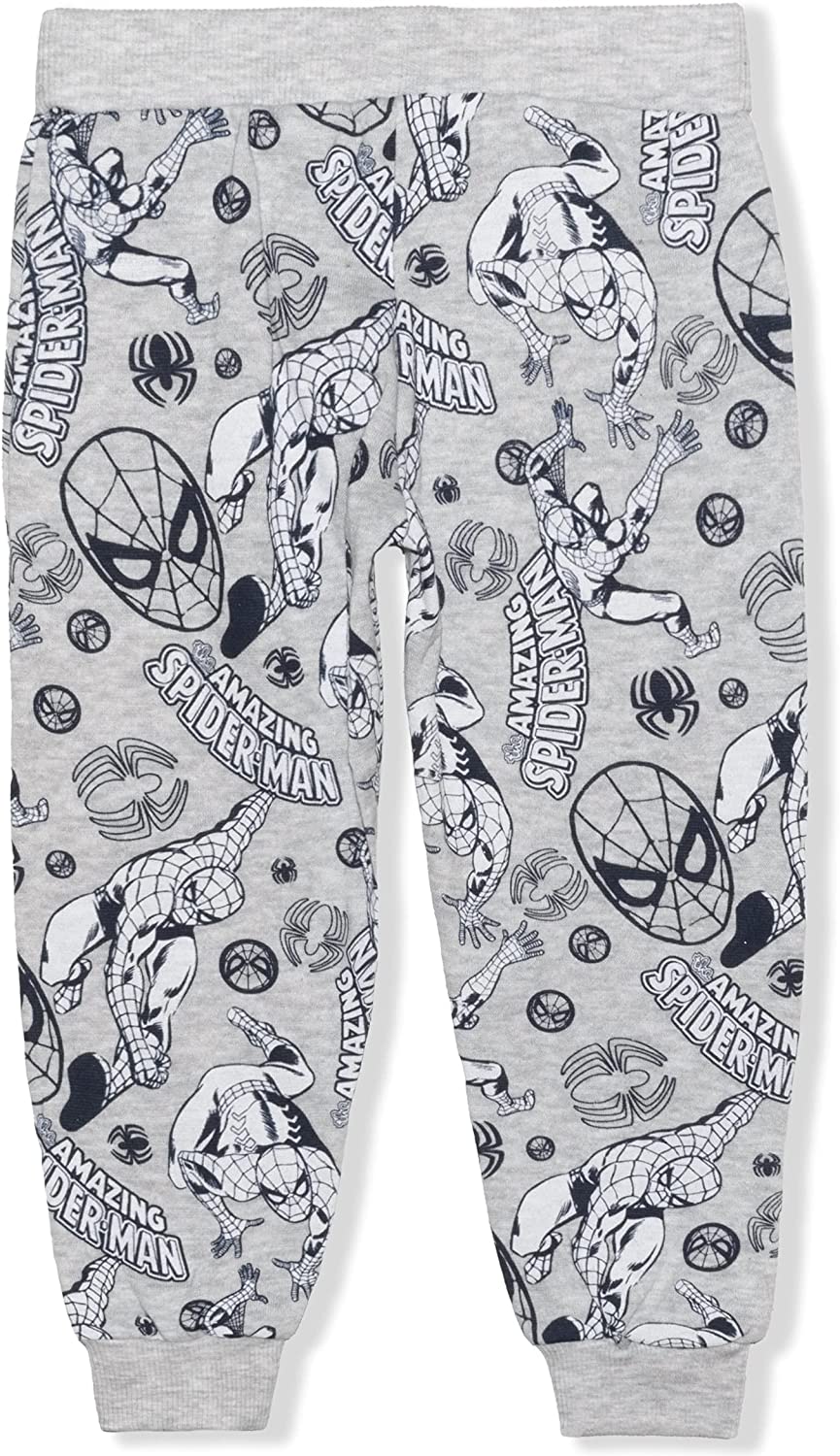 Marvel Spiderman Boys’ 2 Pack Joggers with Drawstring for Toddler and Little Kids – Red/Navy/Grey