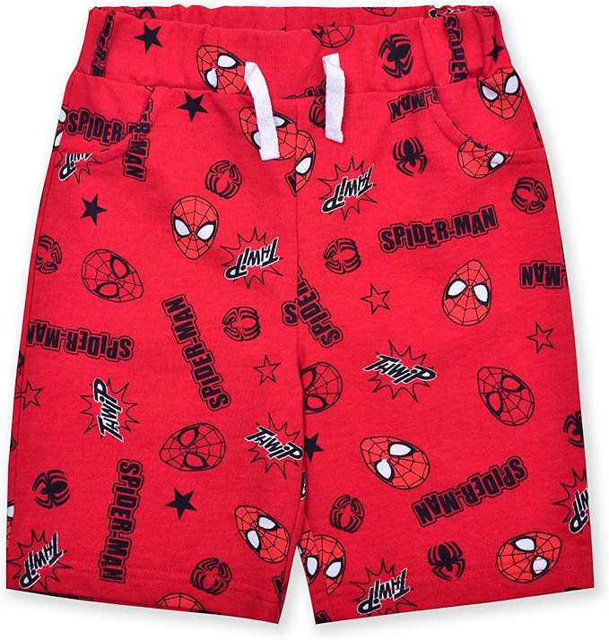 Marvel Spiderman Boys’ 2 Pack Shorts for Toddler and Little Kids – Red/Grey