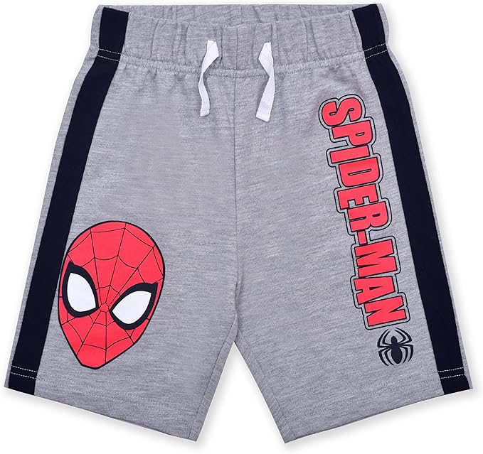 Marvel Spiderman Boys’ 2 Pack Shorts for Toddler and Little Kids – Red/Grey