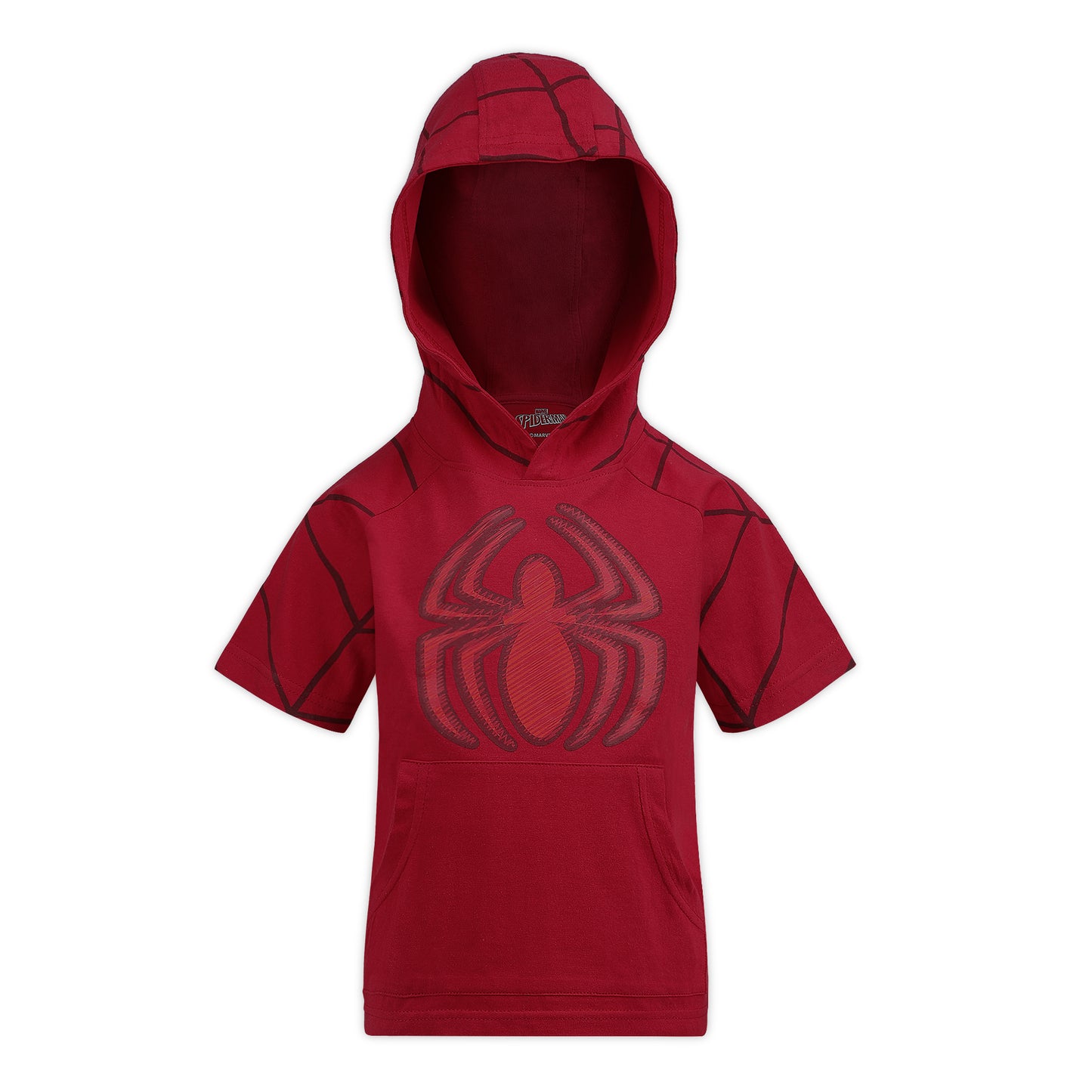 Marvel Spiderman Boys’ T-Shirt, Hooded T-Shirt and Shorts Set for Toddler and Little Kids – Red/Grey