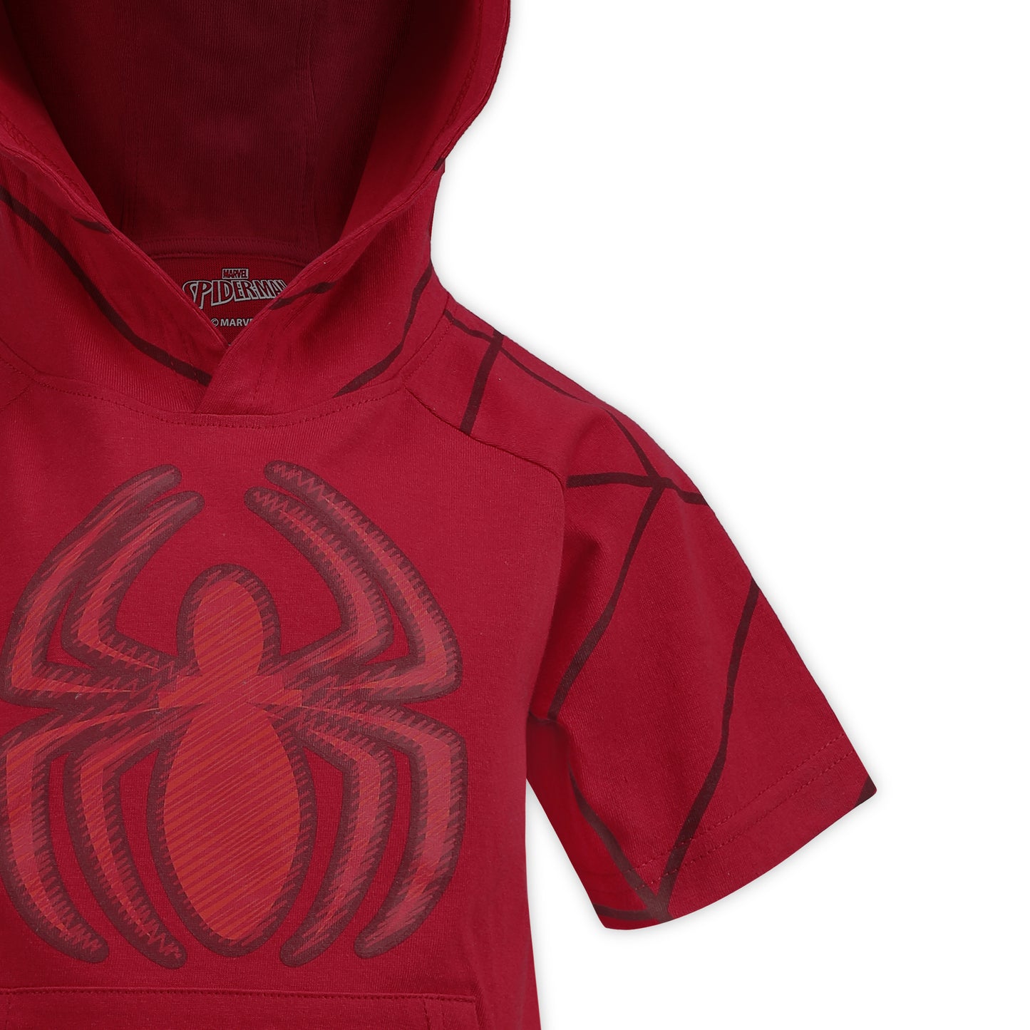 Marvel Spiderman Boys’ T-Shirt, Hooded T-Shirt and Shorts Set for Toddler and Little Kids – Red/Grey