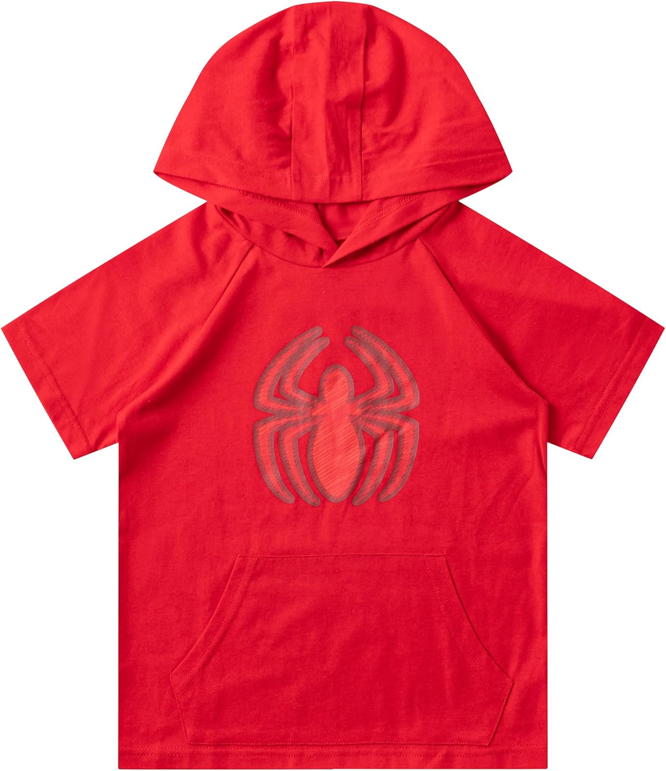 Marvel Spiderman Boys' 3 Piece Hoodie T-Shirt, T-Shirt and Short Set for Big Kids - Red