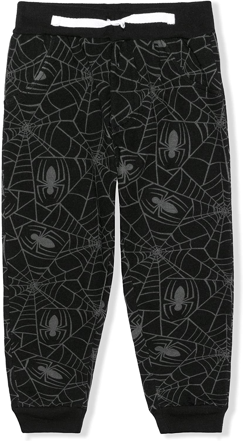Marvel Spiderman Boys’ 2 Pack Joggers with Drawstring for Toddler and Little Kids – Grey/Black