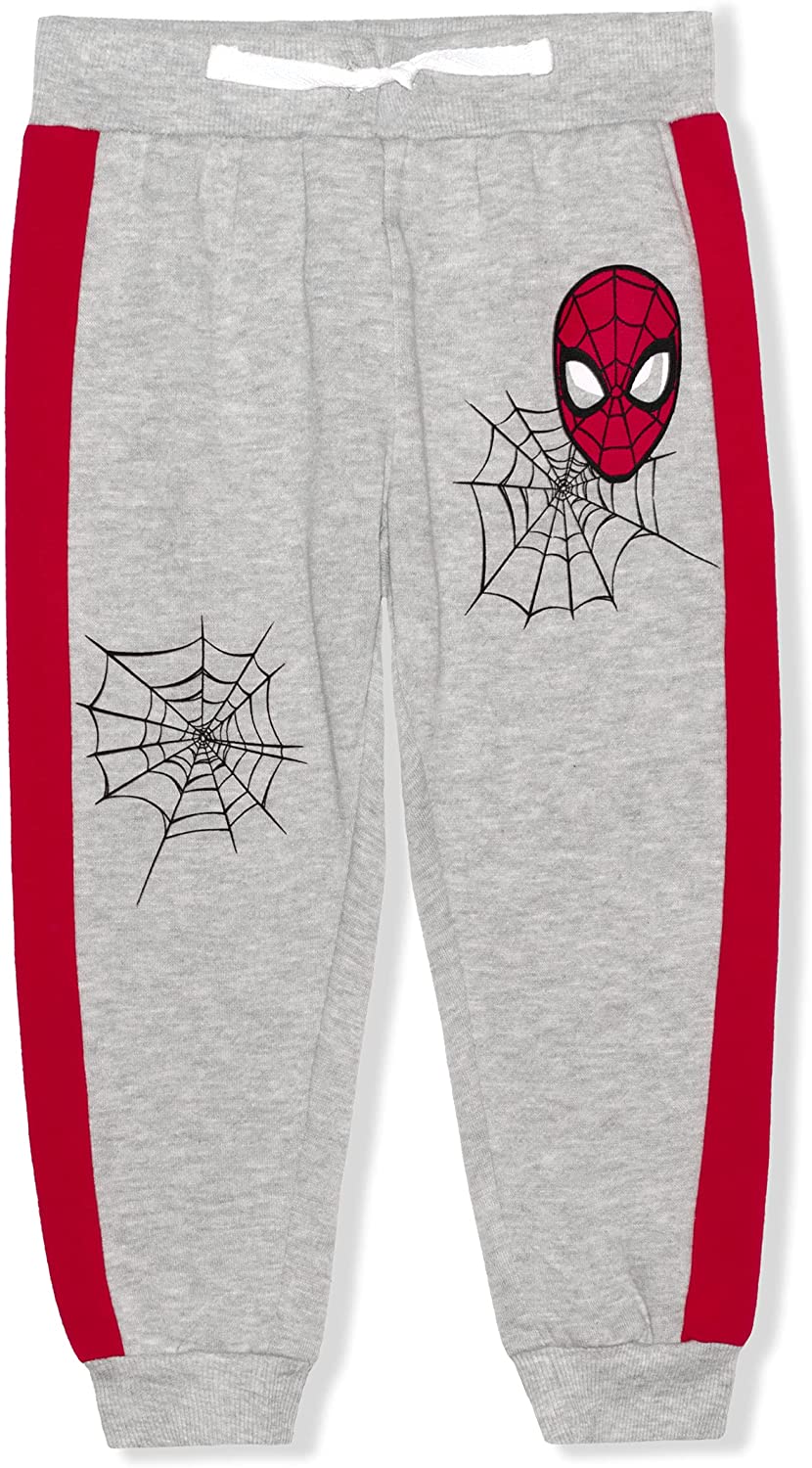 Marvel Spiderman Boys’ 2 Pack Joggers with Drawstring for Toddler and Little Kids – Grey/Black
