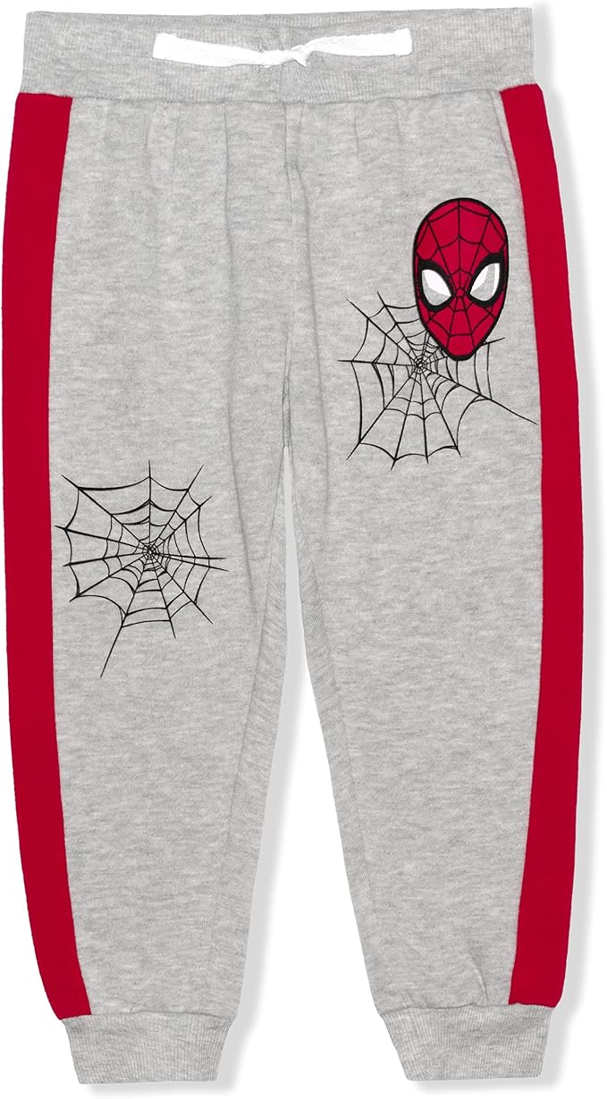 Marvel Spiderman Boys’ 2 Pack Joggers with Drawstring for Toddler and Little Kids – Grey/Black