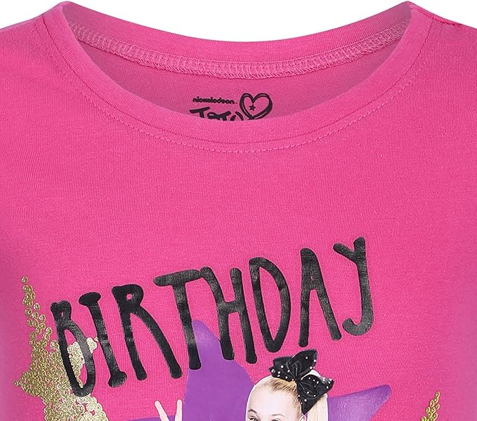 Nickelodeon JoJo Siwa Girls’ Birthday T-Shirt for Toddler and Little Kids – Pink