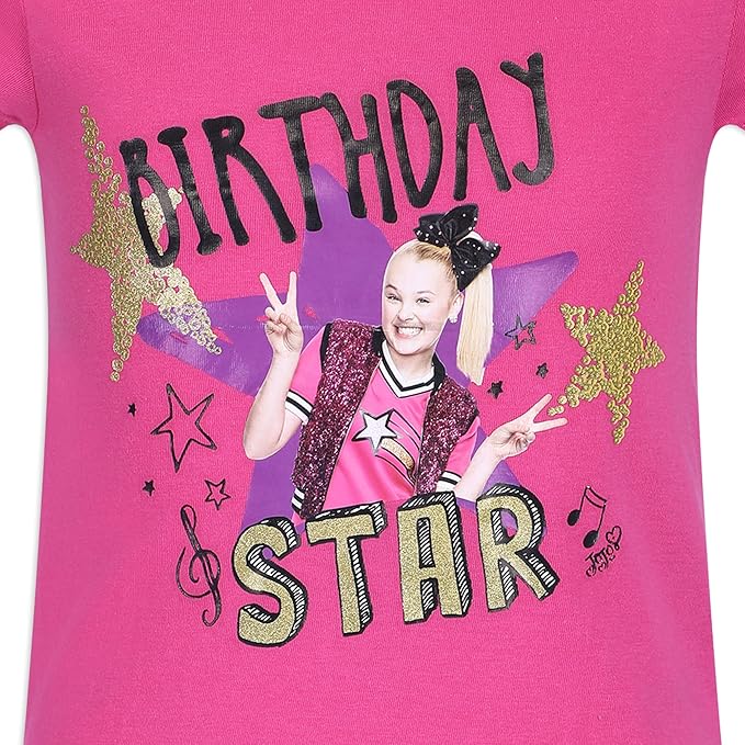 Nickelodeon JoJo Siwa Girls’ Birthday T-Shirt for Toddler and Little Kids – Pink