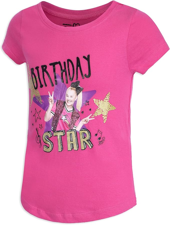 Nickelodeon JoJo Siwa Girls’ Birthday T-Shirt for Toddler and Little Kids – Pink