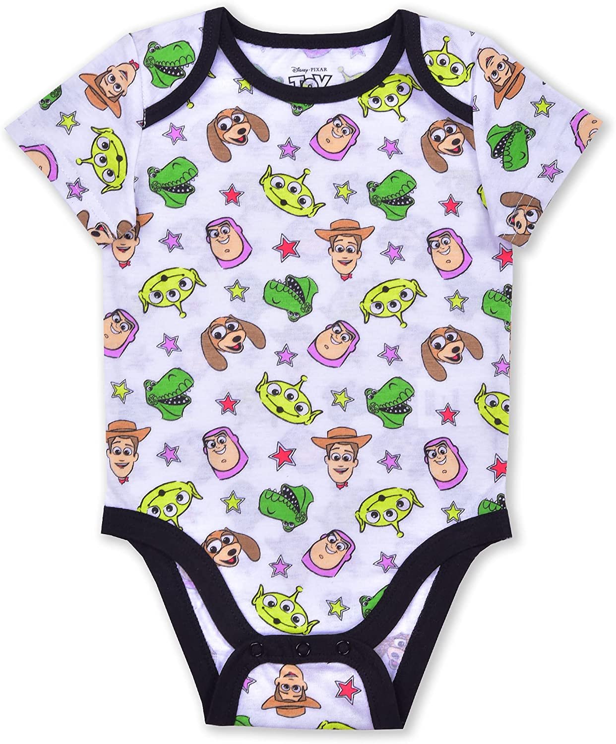 Disney Toy Story Boys 5 Pack Short Sleeve Bodysuit for Newborn and Infant – Blue/Grey/White