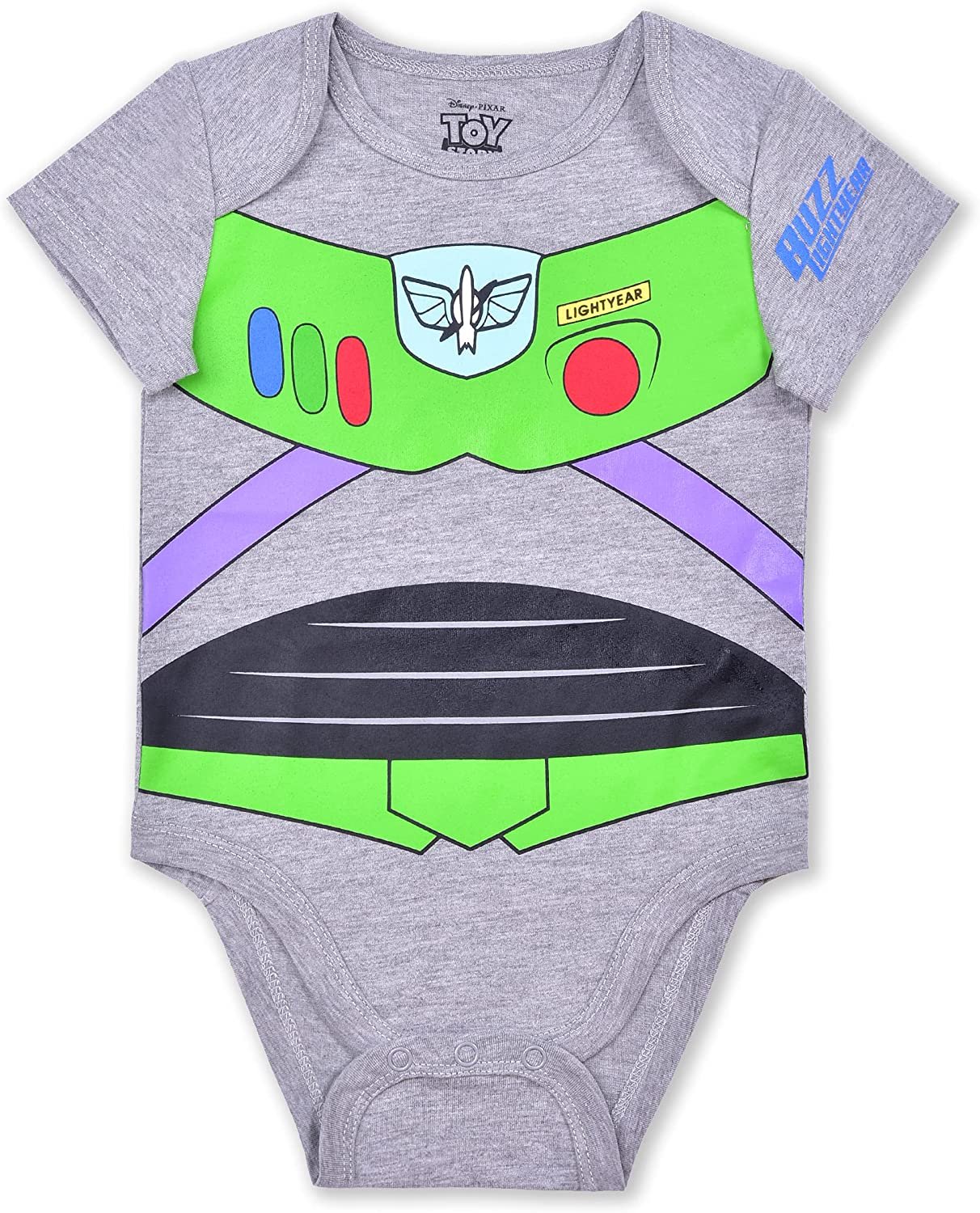 Disney Toy Story Boys 5 Pack Short Sleeve Bodysuit for Newborn and Infant – Blue/Grey/White
