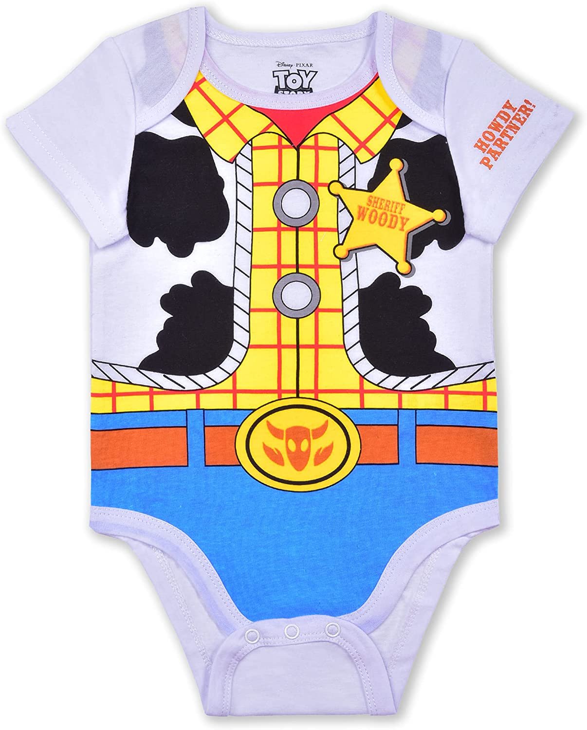 Disney Toy Story Boys 5 Pack Short Sleeve Bodysuit for Newborn and Infant – Blue/Grey/White