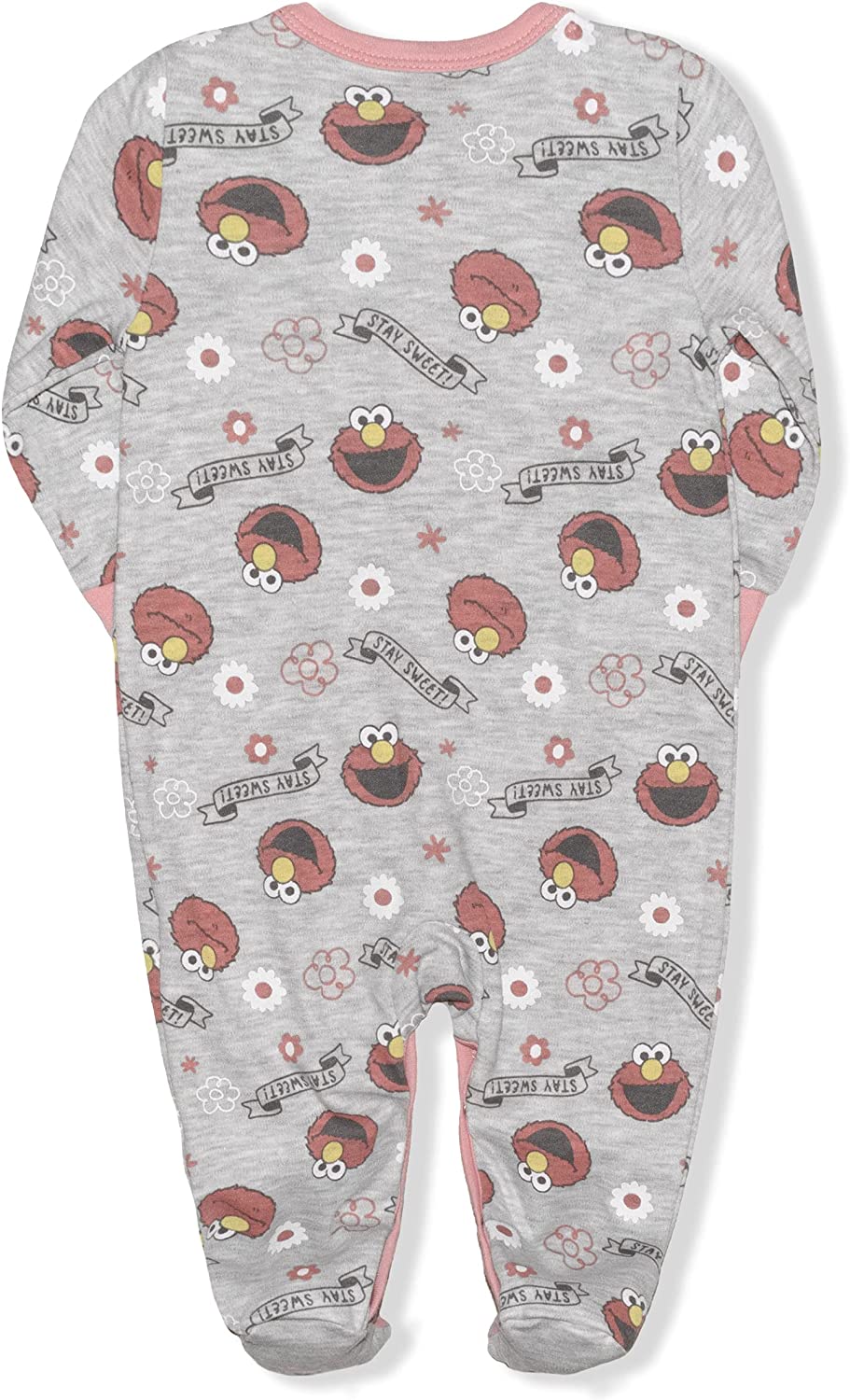 Sesame Street Girls Elmo Long Sleeve Footie Romper and Headband Set for Newborn and Infant – Grey