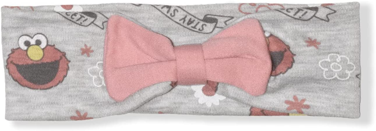 Sesame Street Girls Elmo Long Sleeve Footie Romper and Headband Set for Newborn and Infant – Grey