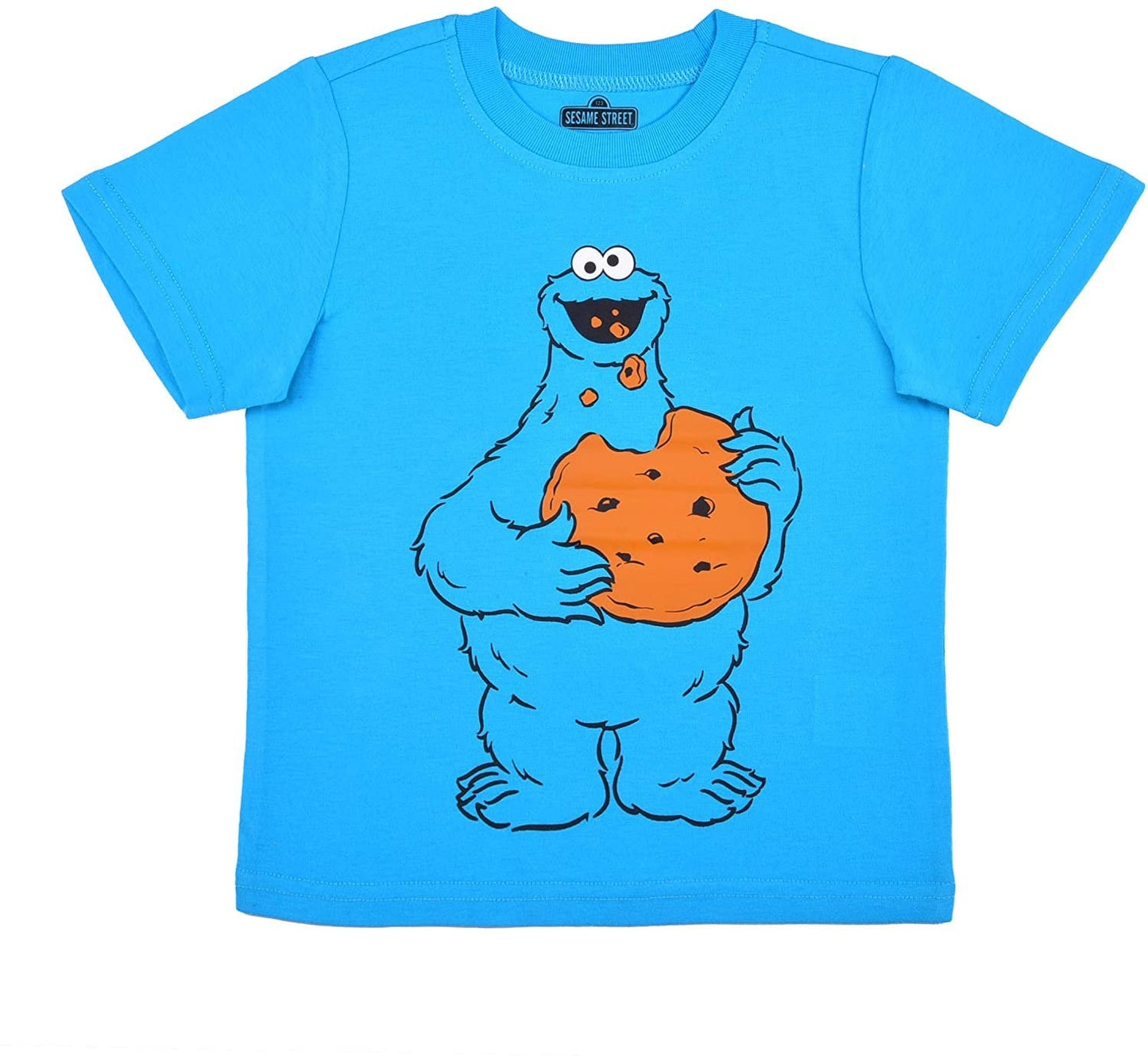 Sesame Street Boys Elmo, Oscar, Cookie Monster and Big Bird 4 Pack Short Sleeve T-Shirt for Infant – Blue/Green/Red/Yellow