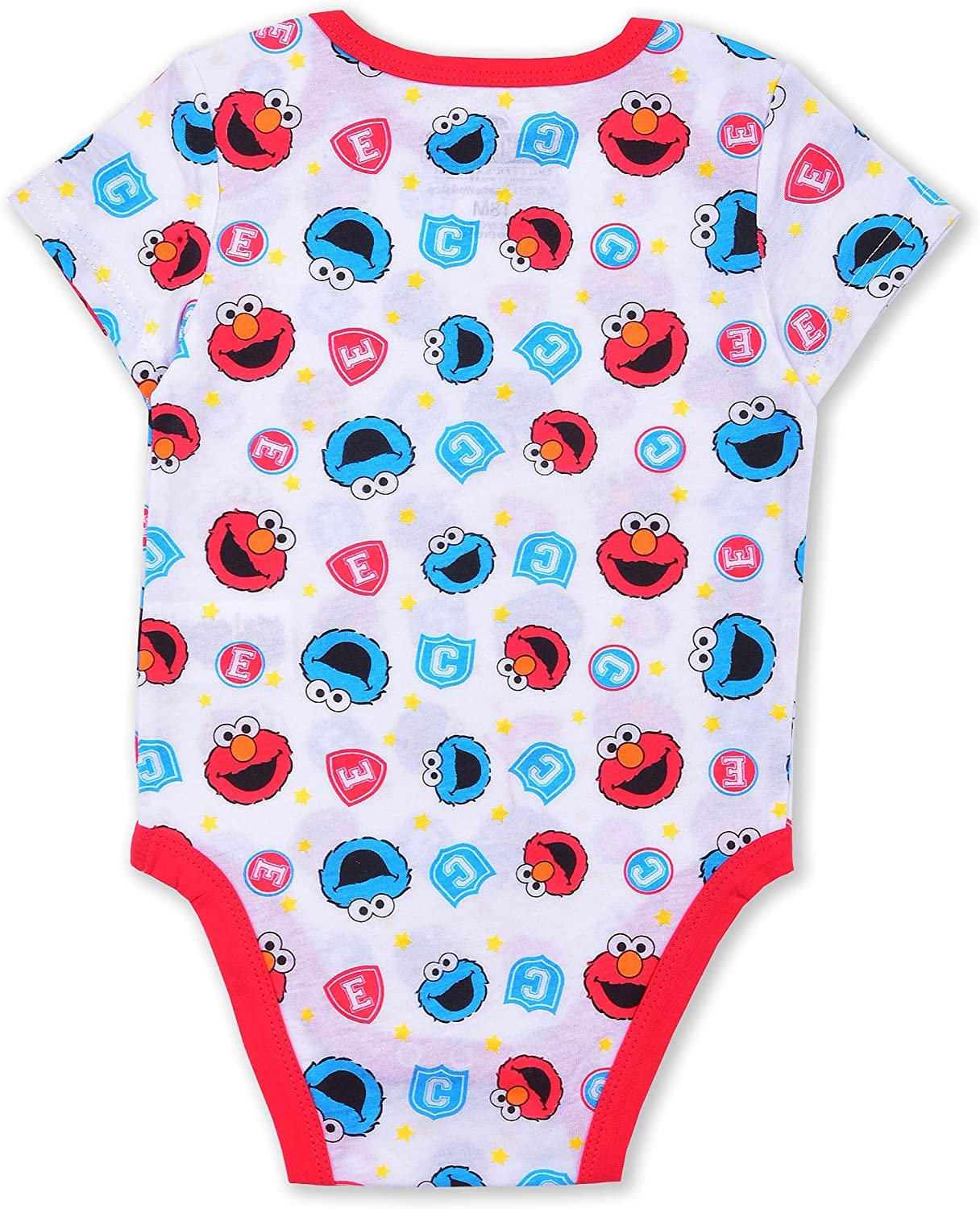 Sesame Street Boys’ 4 Pack Bodysuit for Newborn and Infant – Blue/Red/Grey/White