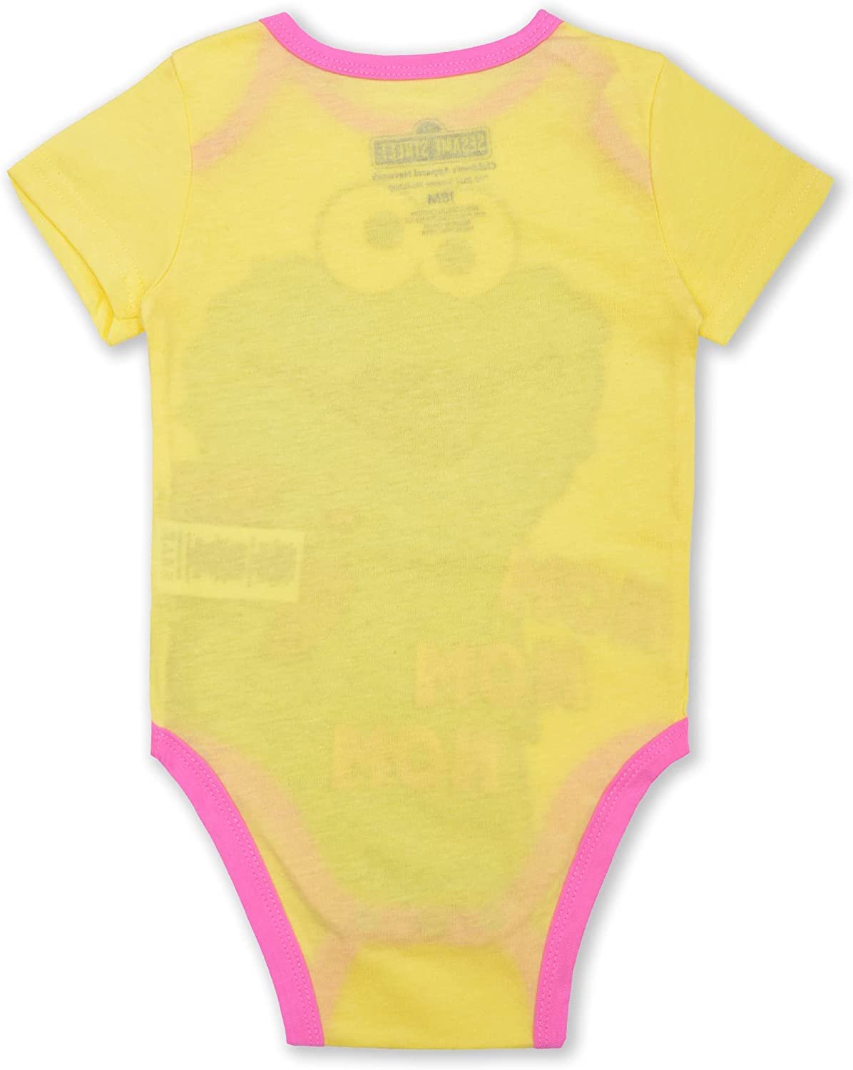 Sesame Street Girls Elmo, Cookie Monster and Abby Cadabby 4 Pack Bodysuit Creeper for Newborn and Infant – Pink/Yellow/Grey