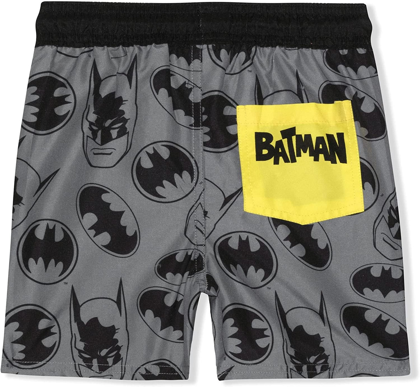 DC Comics Superman or Batman Boys Long Sleeve Tee and Shorts Set for Toddler and Little Kids – Black/Red