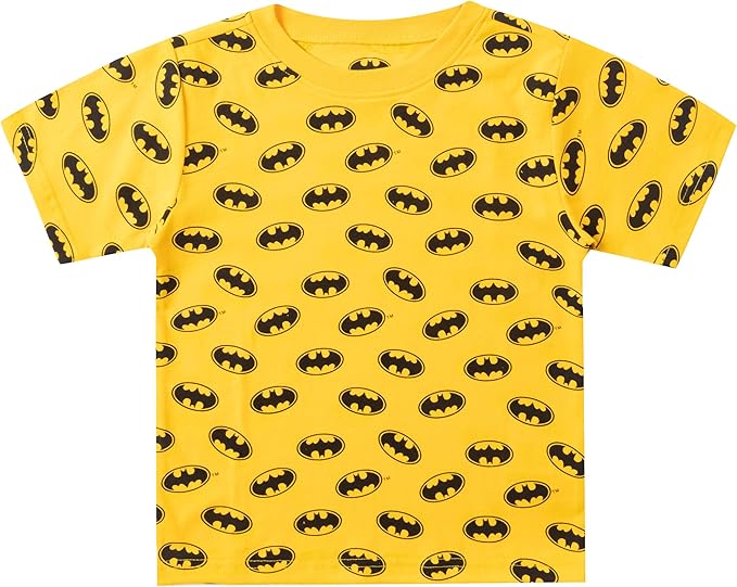 Batman Boys’ T-Shirt and Jogger Pants Set for Toddler and Little Kids – Yellow/Black/Grey