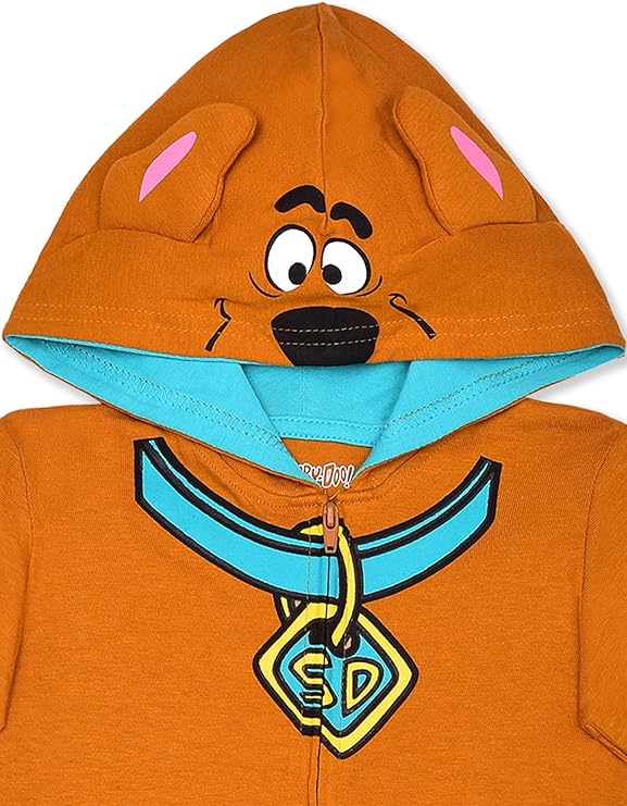 Warner Bros Scooby Doo Boys’ Hooded Footed Coverall for Newborn, Infant and Toddler - Brown