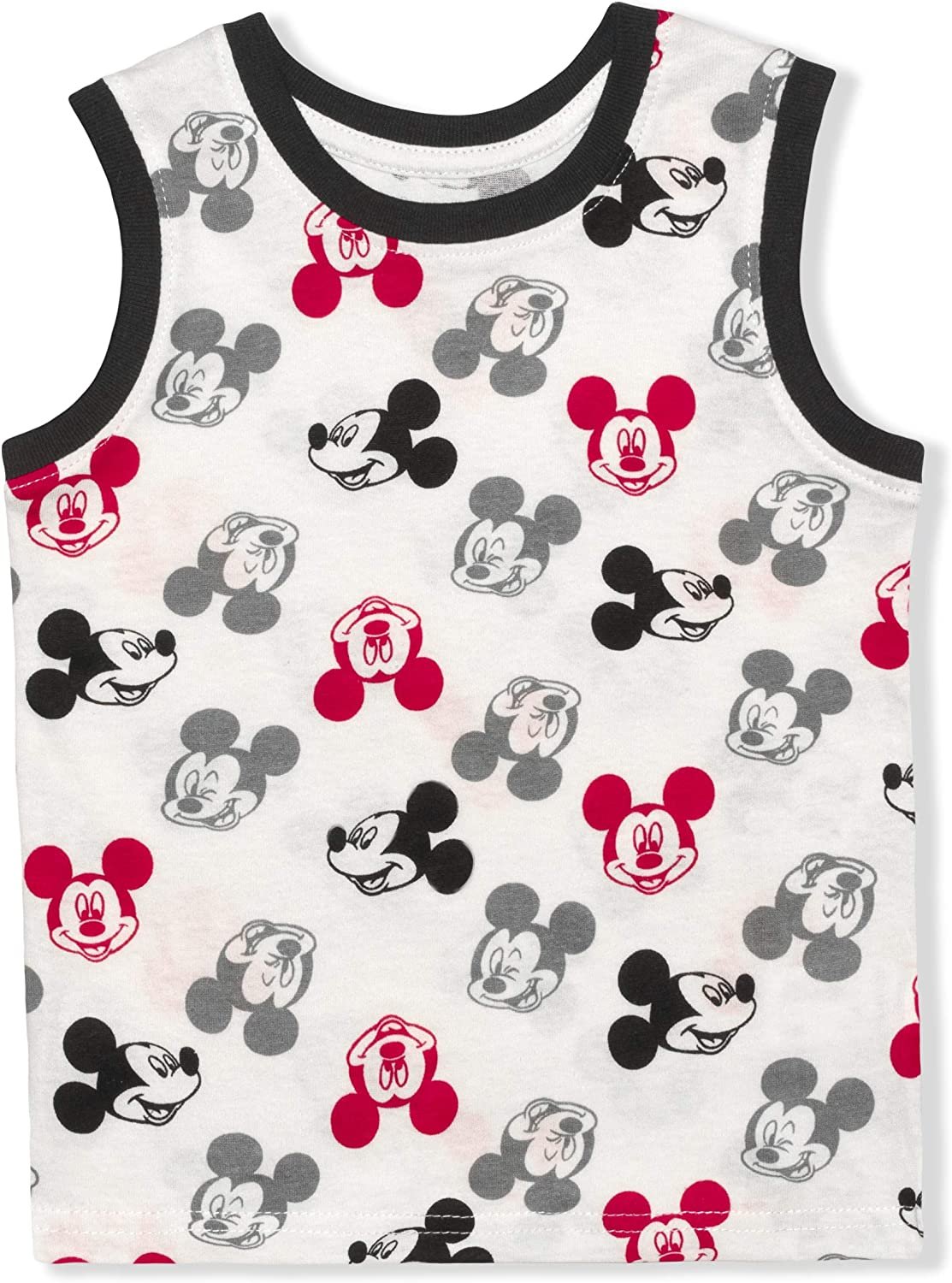 Disney Mickey Mouse Boy's 3 Piece T-Shirt, Tank Top and Shorts Set for Infant and Toddler - Red/White/Grey