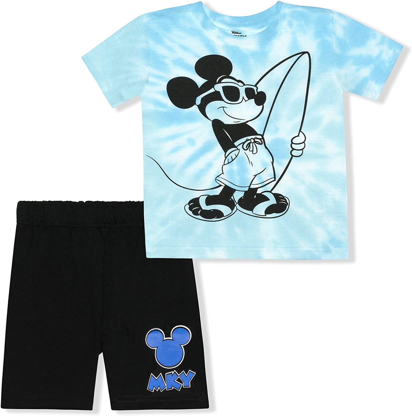 Disney Mickey Mouse Boys’ Short Sleeve T-Shirt and Shorts Set for Infant and Toddler – Blue/Black