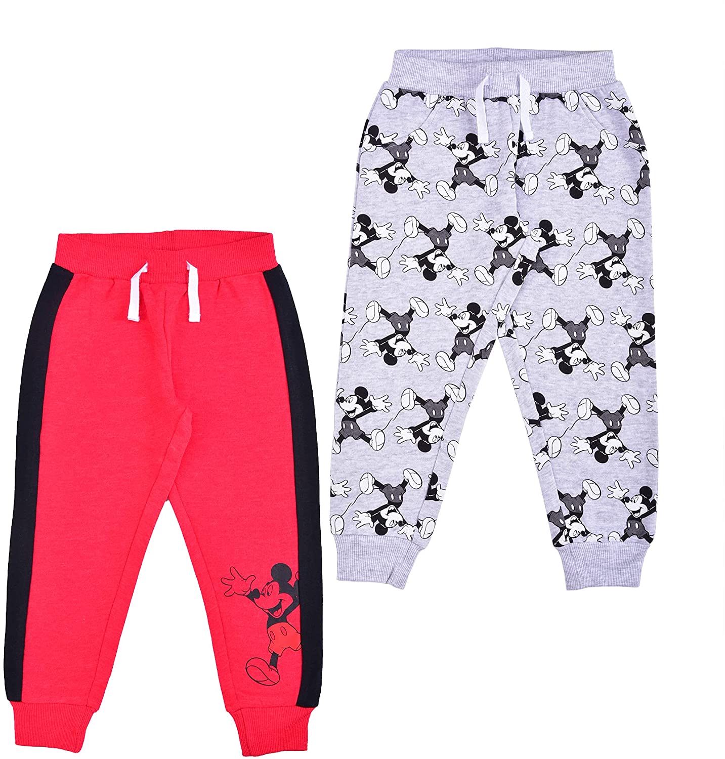 Disney Mickey Mouse Boys’ 2 Pack Jogger for Toddler and Little Kids – Red/Grey