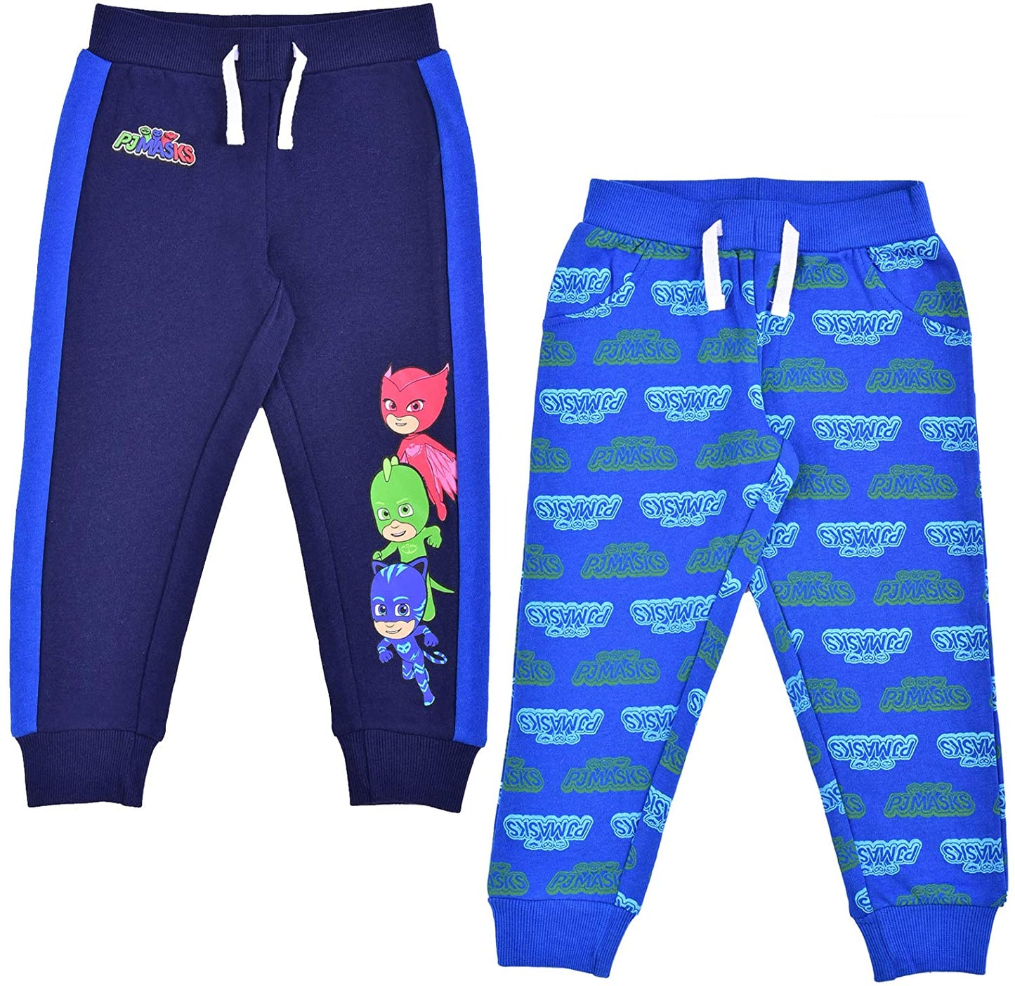 PJ Mask Catboy, Owlette and Gecko Boys 2 Pack Jogger Sweatpants Set for Toddler and Little Kids – Navy/Blue