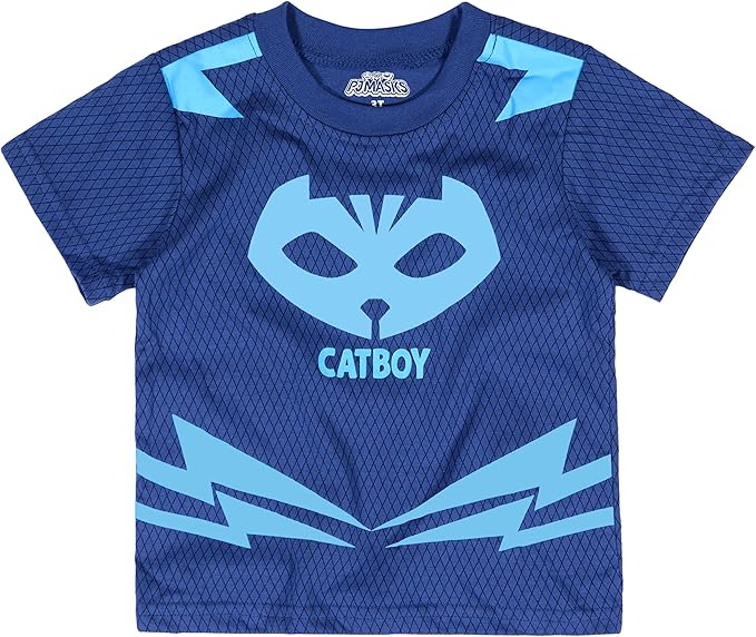 PJ Masks Catboy or Gekko Boys’ T-Shirt and Jogger Set for Toddler and Little Kids – Blue/Navy or Green/Black