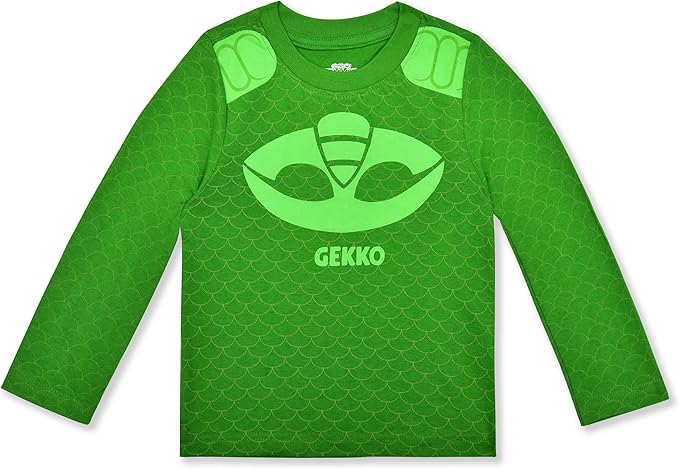 Hasbro PJ Masks Catboy and Gekko Boys Long Sleeve Shirt and Jogger Pants Set for Toddlers and Little Kids – Green/Blue