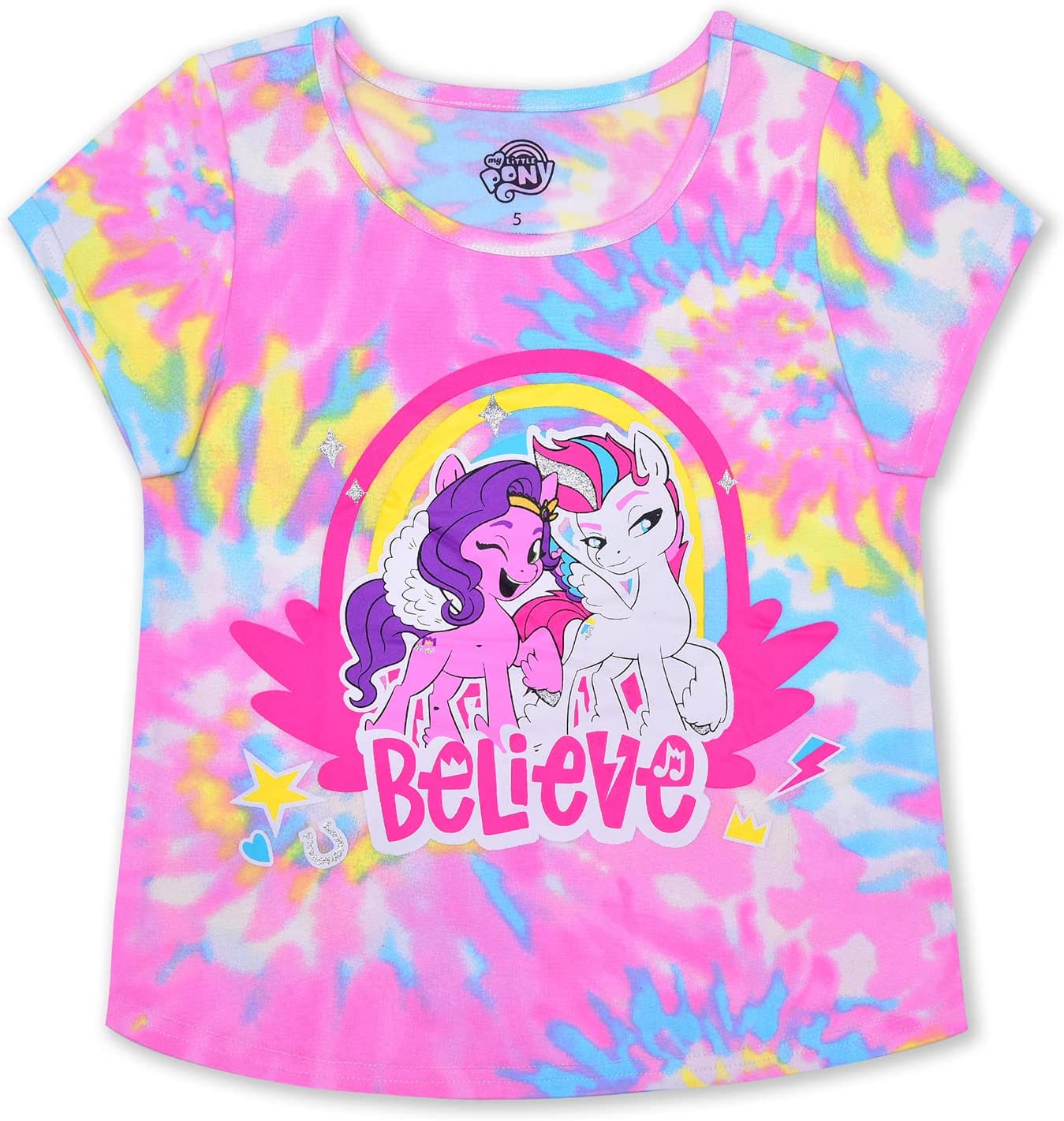 My Little Pony 2 Piece Tie Dye T-Shirt and Matching Short Set for Girls – Pink