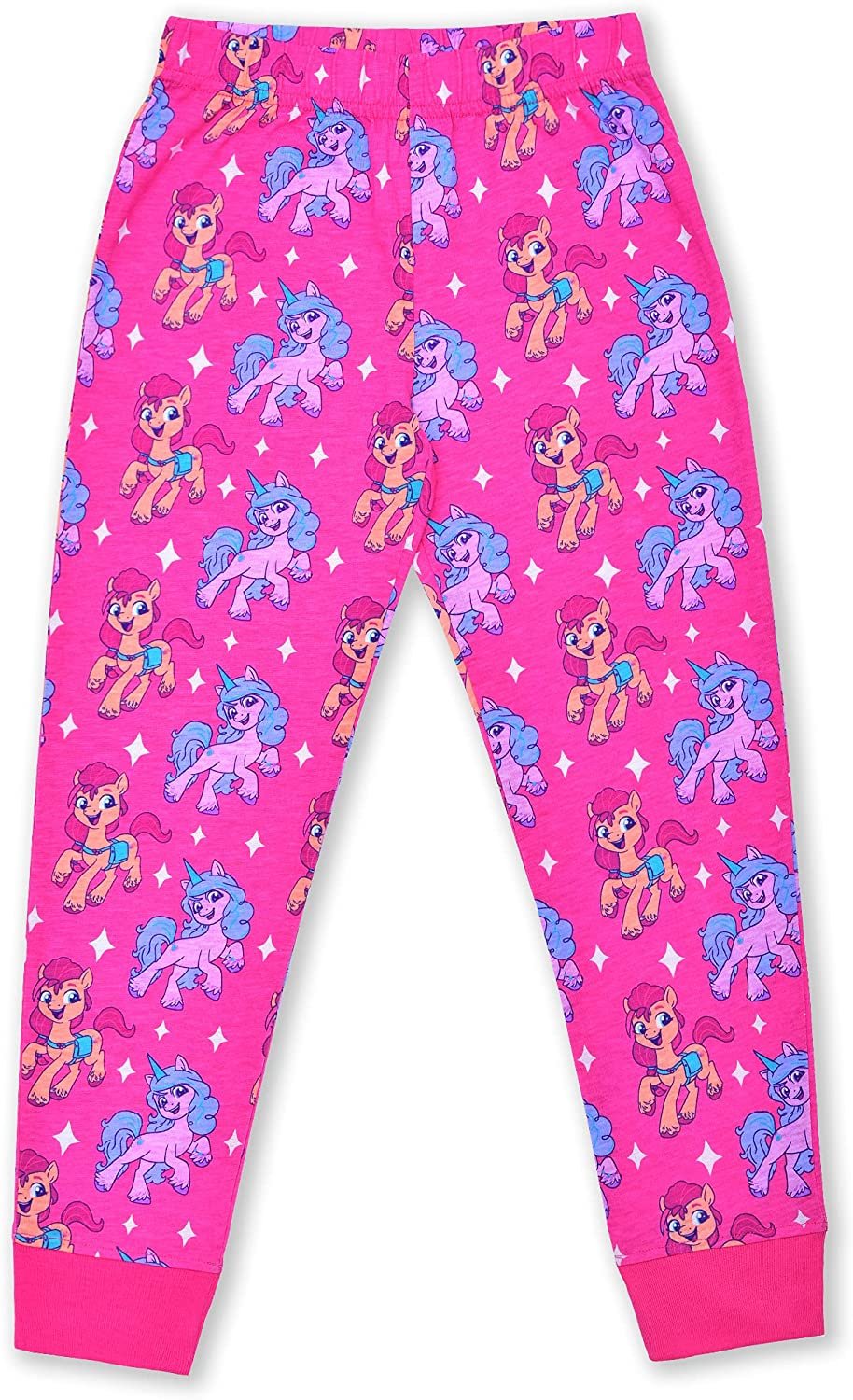 My Little Pony Moonbow and Sunny Girls’ Long Sleeve Shirt and Jogger Set for Little and Big Kids – Pink/White