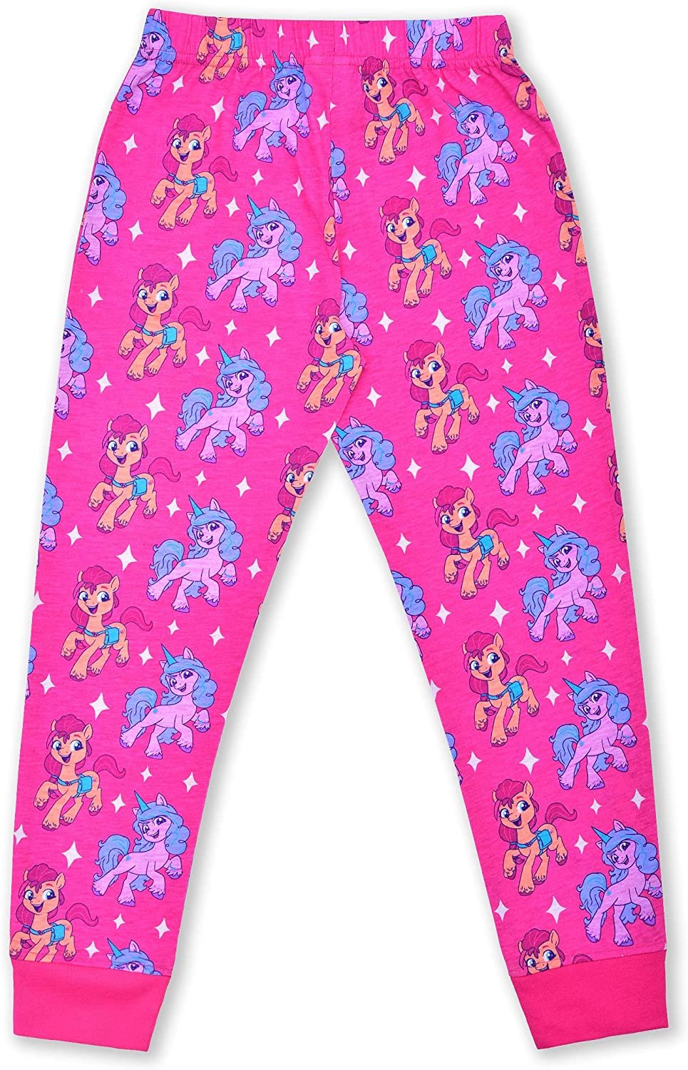 My Little Pony Moonbow and Sunny Girls’ Long Sleeve Shirt and Jogger Set for Little and Big Kids – Pink/White