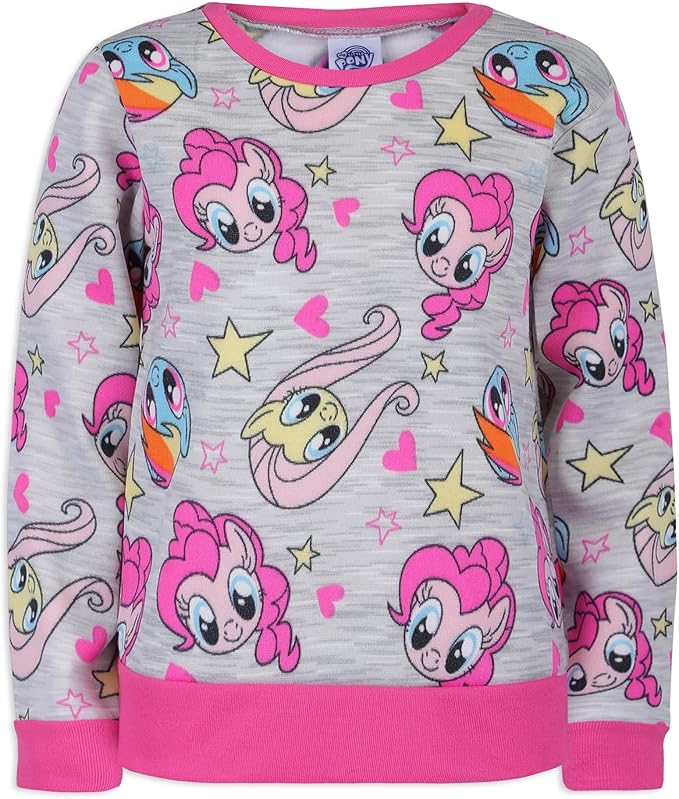 My Little Pony Girls’ Sweatshirt and Jogger Set for Little and Big Kids - Pink/Grey