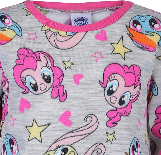 My Little Pony Girls’ Sweatshirt and Jogger Set for Little and Big Kids - Pink/Grey