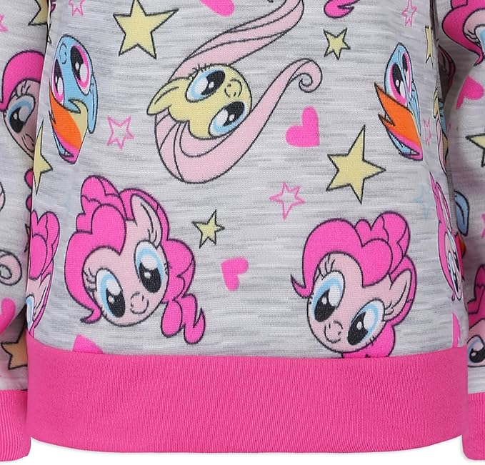 My Little Pony Girls’ Sweatshirt and Jogger Set for Little and Big Kids - Pink/Grey