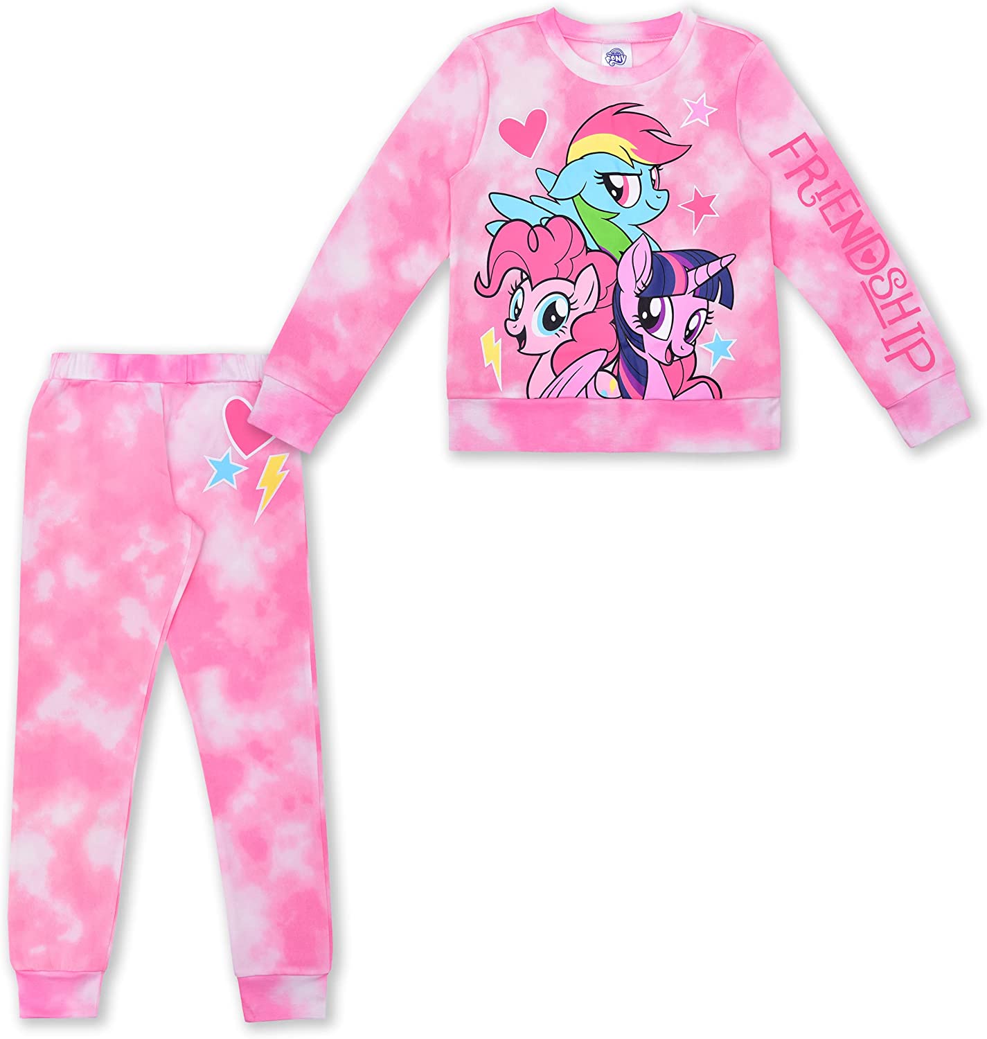Hasbro My Little Pony Girls’ Sweatshirt and Joggers Set for Little and Big Kids – Pink