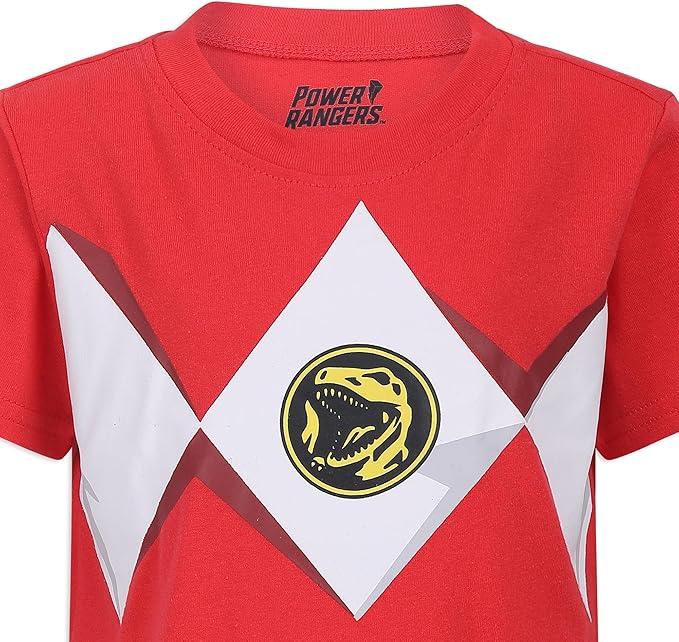 Hasbro Power Rangers Boys Short Sleeve Shirt and Joggers Set for Little Kids – Black/Red or Blue/Navy