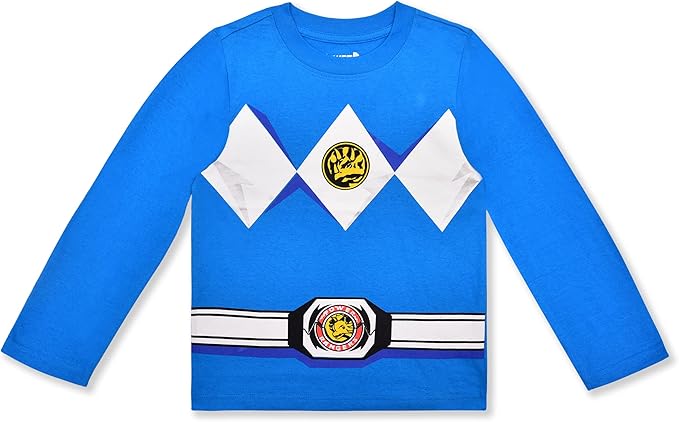 Hasbro Power Rangers Boys’ Long Sleeve Shirt and Jogger Pants Set for Little Kids – Blue/Red